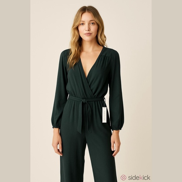Sanctuary Women’s Green Cinch Waist One Piece Long Sleeve Jumpsuit, Size L. - Picture 14 of 14